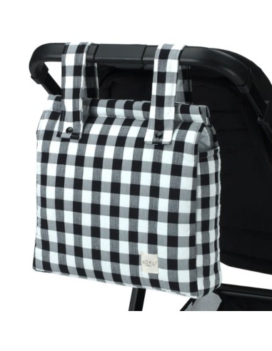 Bolso panera cuadrados negros 30x34cm koku baby