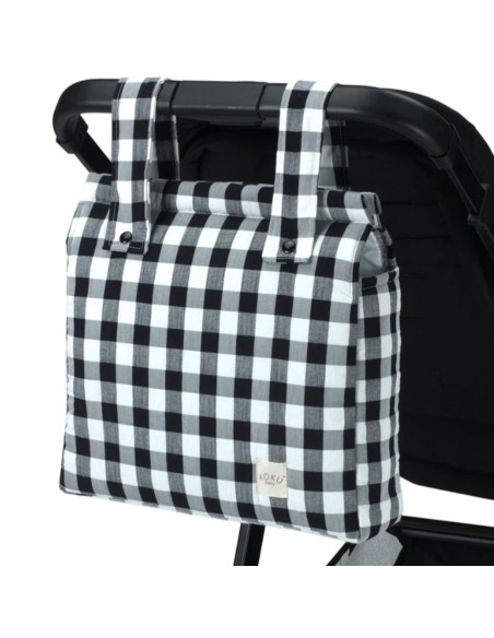 Bolso panera cuadrados negros 30x34cm koku baby