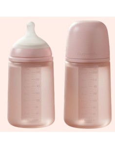 Biberón rosa silicona  anticólicos 240 ml +3M  Suavinex
