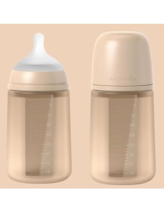 Biberón beige silicona   anticólicos 240 ml +3M  Suavinex