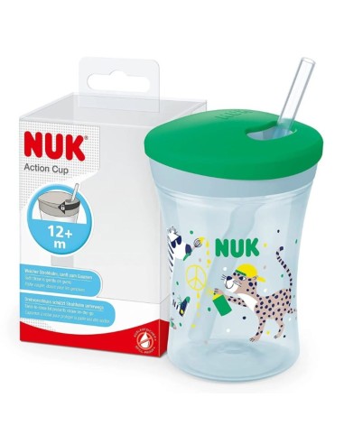 Taza NUK Action Cup +12 Meses Antiderrame con Pajita 230ml