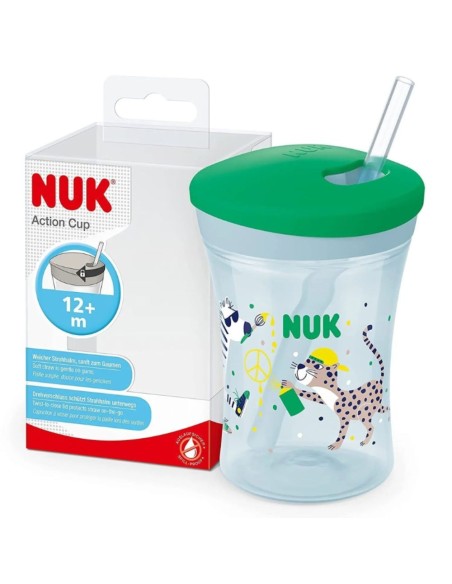 Taza NUK Action Cup +12 Meses Antiderrame con Pajita 230ml