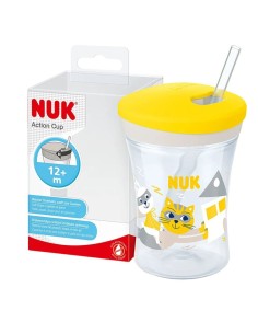 Taza Action Cup Antiderrame con Pajita amarilla 230ml +12 Meses NUK