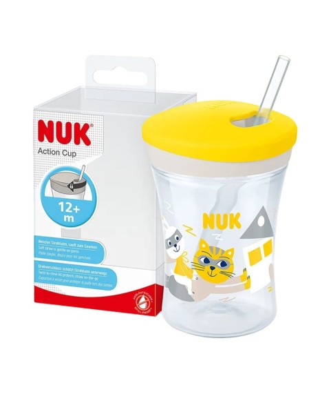 Taza NUK Action Cup +12 Meses Antiderrame con Pajita 230ml