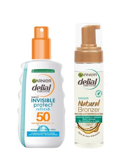 Pack Solar + Autobronceador Garnier Delial SPF50 – Protección y Bronceado