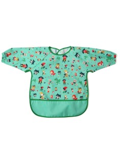 Babero con bolsillo y mangas verde +4m Kiokids