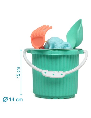 Cubo Playa verde Kiokids 25x18 cm – Juguete Playa Bebé