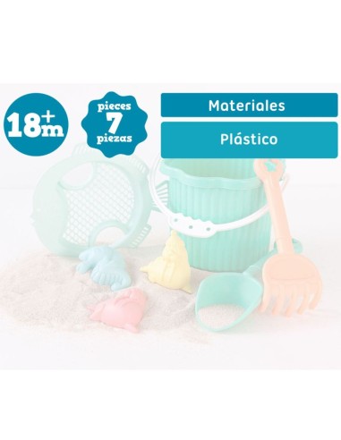 Cubo Playa verde Kiokids 25x18 cm – Juguete Playa Bebé