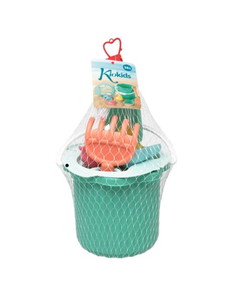 Cubo Playa verde Kiokids 25x18 cm – Juguete Playa Bebé