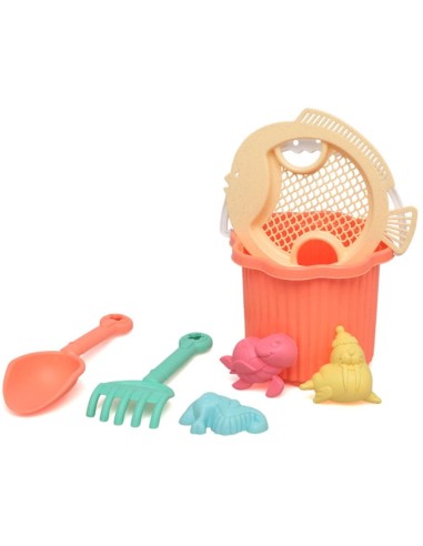 Cubo Playa naranja Kiokids 25x18 cm – Juguete Playa Bebé