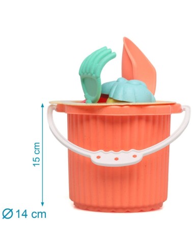 Cubo Playa naranja Kiokids 25x18 cm – Juguete Playa Bebé