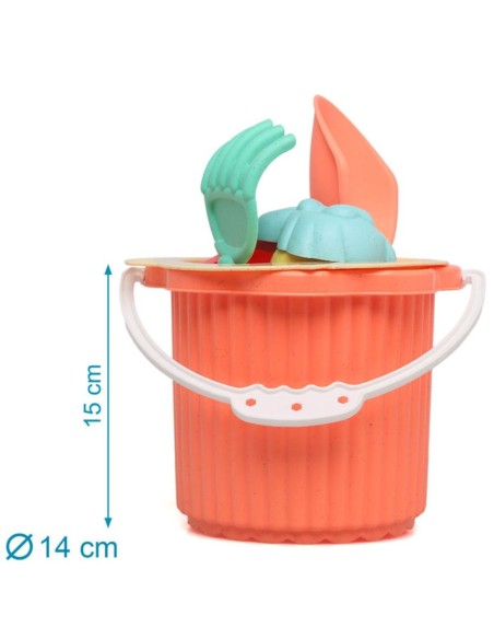 Cubo Playa naranja Kiokids 25x18 cm – Juguete Playa Bebé