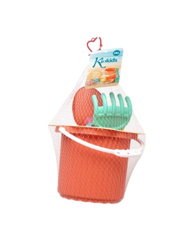 Cubo Playa naranja Kiokids 25x18 cm – Juguete Playa Bebé