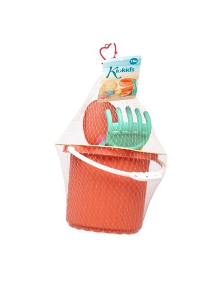 Cubo Playa naranja Kiokids 25x18 cm – Juguete Playa Bebé