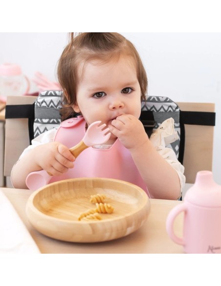 Set de vajilla infantil de bambú y silicona 340ml Kiokids