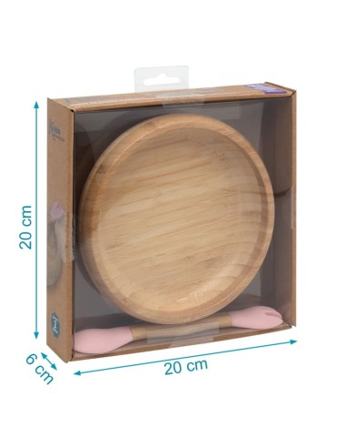 Set de vajilla infantil de bambú y silicona 340ml Kiokids