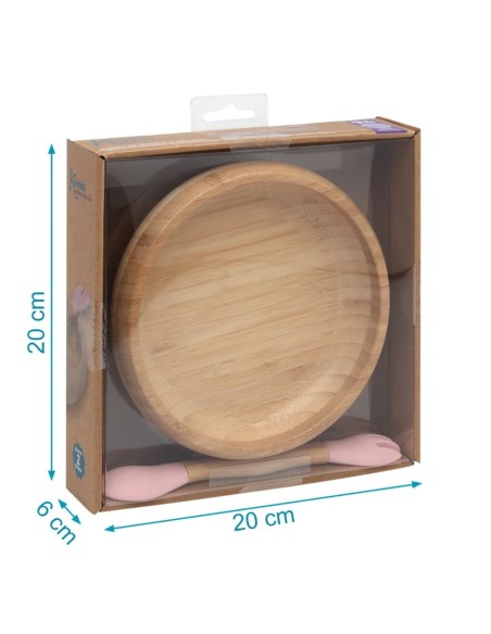 Set de vajilla infantil de bambú y silicona 340ml Kiokids