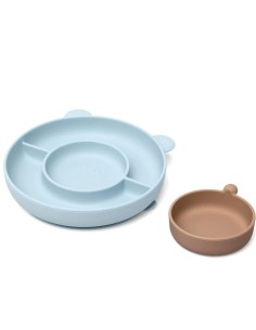 Plato silicona con ventosa azul +6 meses Kiokids