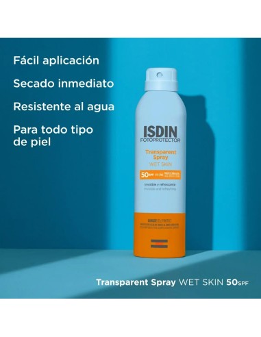 Protector Solar ISDIN Spray Transparente SPF50 250ml – Secado Rápido