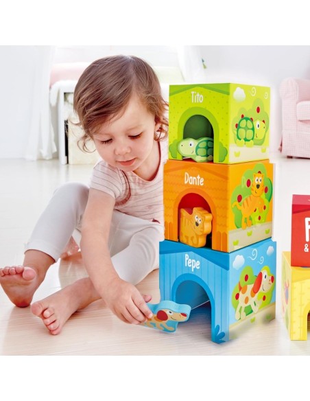 Cubos Apilables Pepe & Friends - Juguete Educativo de Madera