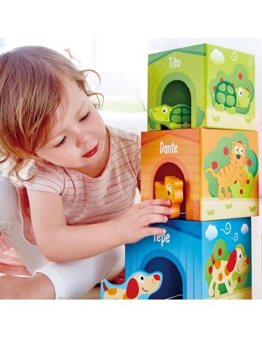 Cubos Apilables Pepe & Friends - Juguete Educativo de Madera