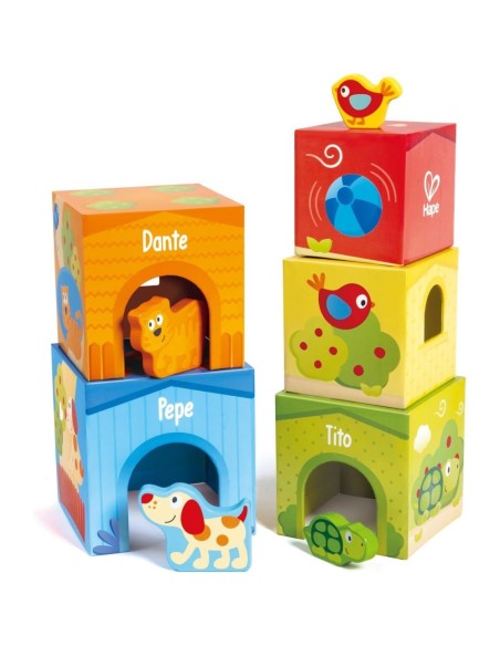 Cubos Apilables Pepe & Friends - Juguete Educativo de Madera