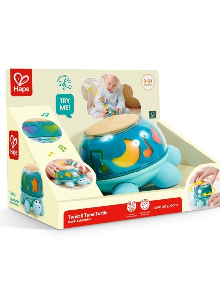 Tortuga musical Hape Twist & Tune 0M+ | Juguete sensorial bebé
