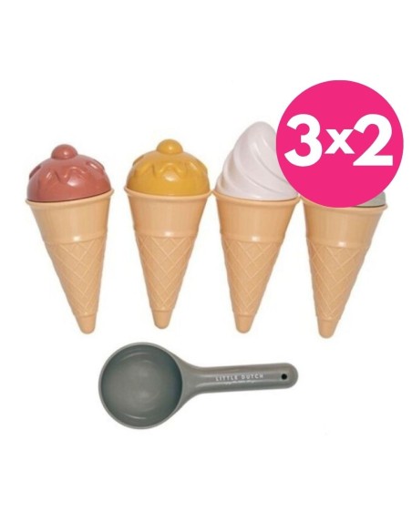 Set moldes playa helados Little Dutch +18m juguete arena bebé 9 piezas