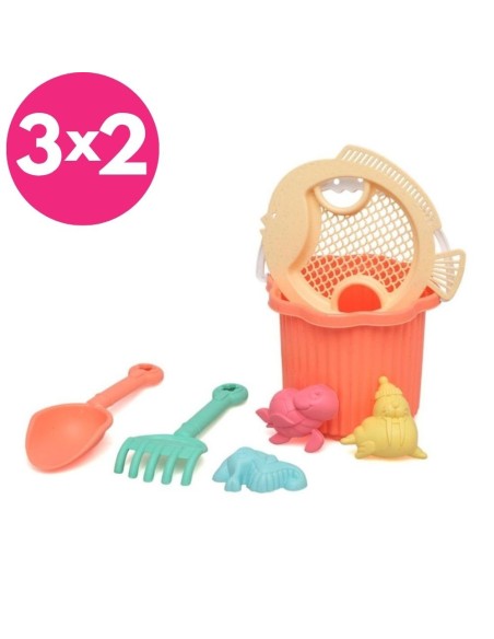 Cubo Playa naranja Kiokids 25x18 cm – Juguete Playa Bebé