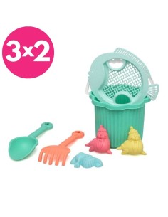 Cubo de playa 7 piezas verde +18 m  Kiokids