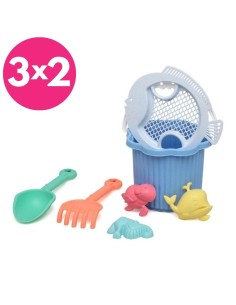 Cubo de playa 7 piezas azul +18 m  Kiokids