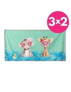 Toalla red de playa de microfibra jirafa y mono 150X75cm. Kiokids